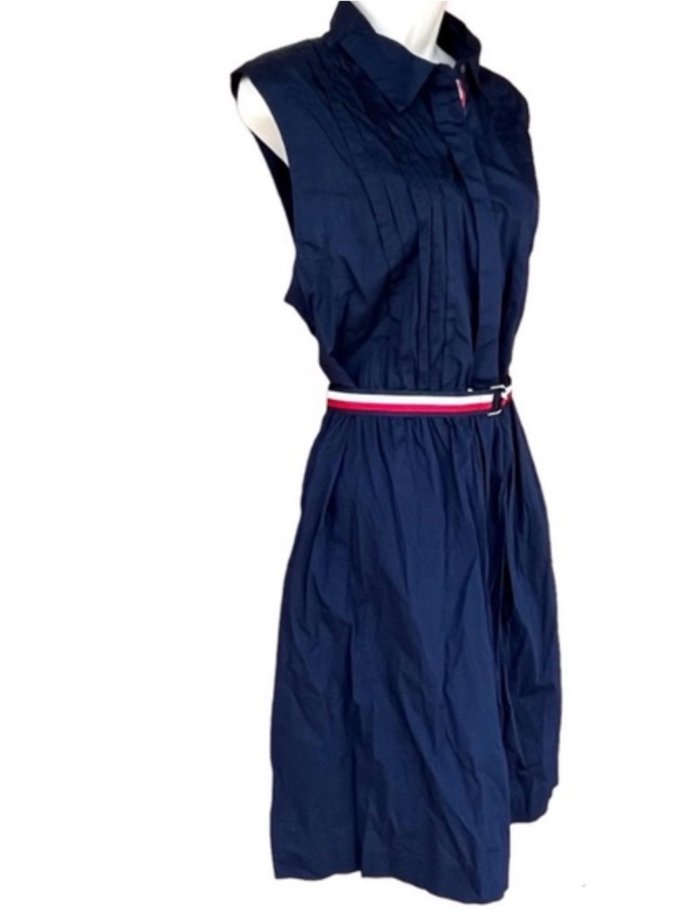 Tommy Hilfiger Sleeveless Navy Shirt with Striped Waist belt